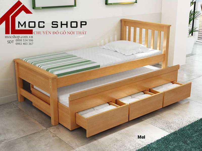giường ngủ có ngăn kéo gỗ sồi